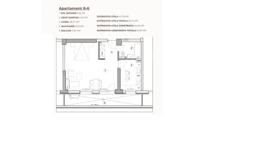 Studio, 56.72 mp, ansamblu cu 0% Comision la Achiziție, zona Calea Severinului