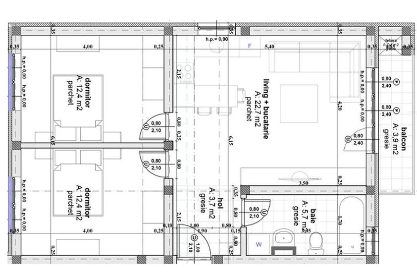 Apartament 3 camere, etaj 1, Cartierul Arhitectilor