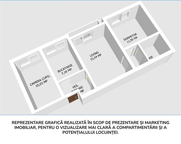 Apartament 3 camere etaj 2 in Moldova Noua
