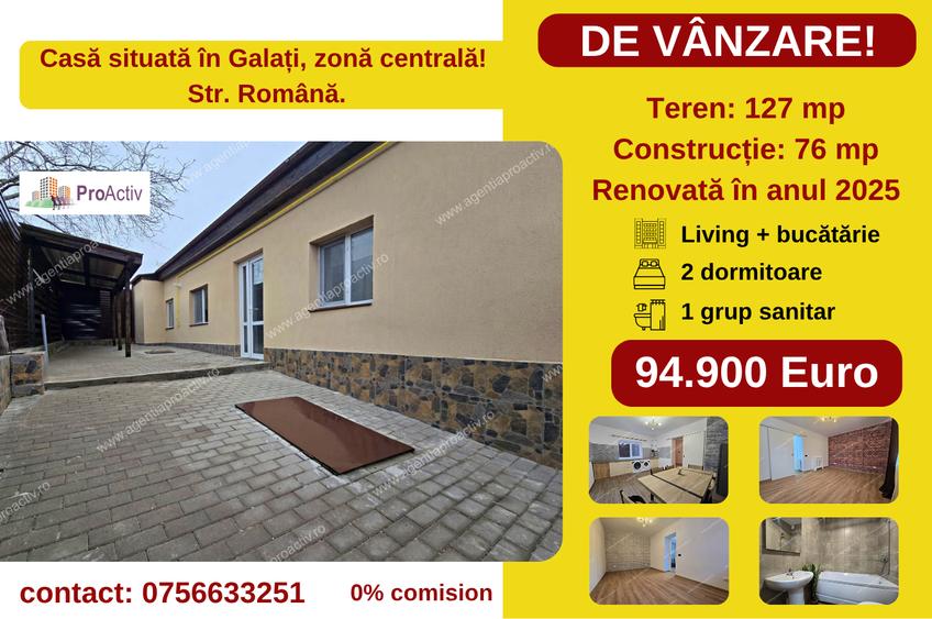 Casă individuală, renovată în 2025, zonă centrală, Str. Română.