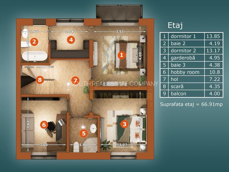 CASA P+1+M-185 MP -5 CAM-4 BAI-METROU BERCENI - 35