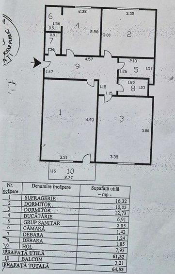 Apartament 3 camere Galati Mazepa 1