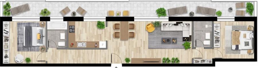 Apartament 3 CAM, SU 82.13MP, 1 TERASA, 2 BAI zona INTRE LACURI