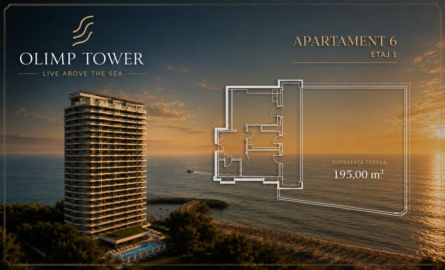 Apartament frontal cu terasă de 195 mp | Olimp Tower | Garden Collection