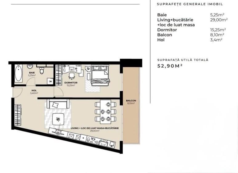Apartament nou de vânzare | 2 camere | etaj intermediar | balcon