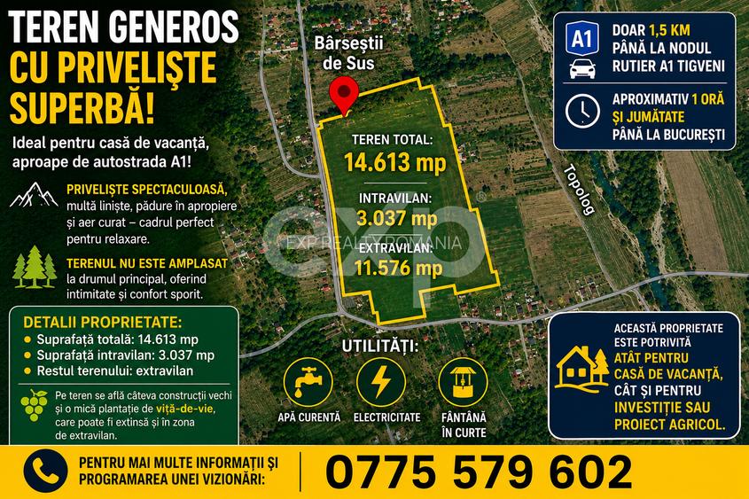 14.613 mp teren | Casă la roșu și 2 case tradiționale | 1,5 km de A1 Tigveni - 4