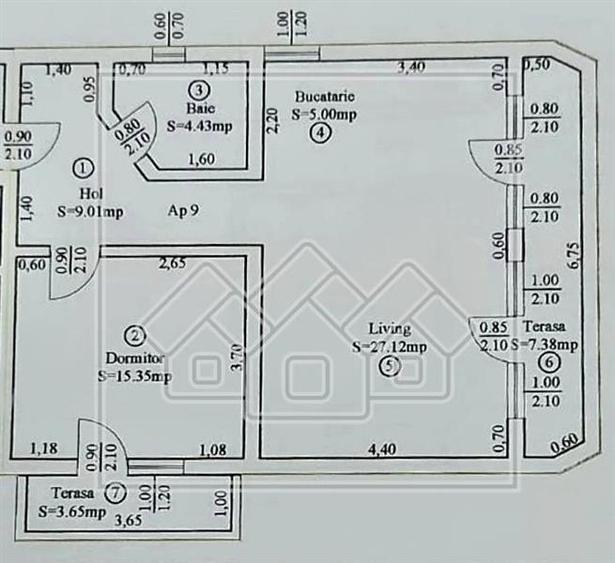 Ap de vanzare in Sibiu - 2 camere si 2 balcoane zona Turnisor