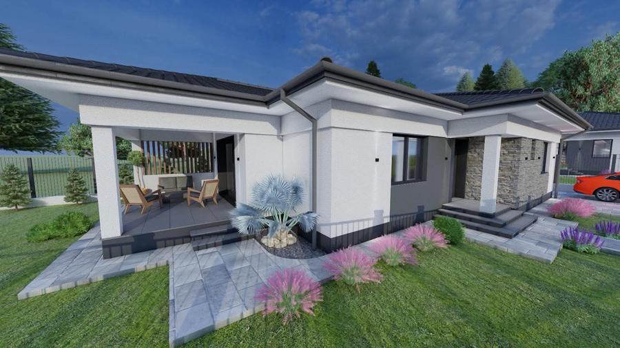 Casa 4 cam , 2 bai | Placa beton la pod | Teren 465mp | Finisaje Premium