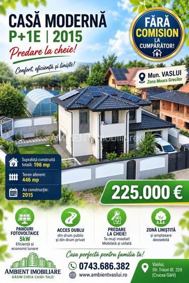 VILĂ individuală P+1E, teren 450 mp, mobilată, VASLUI, M. Grecilor - zona LCL; - 2