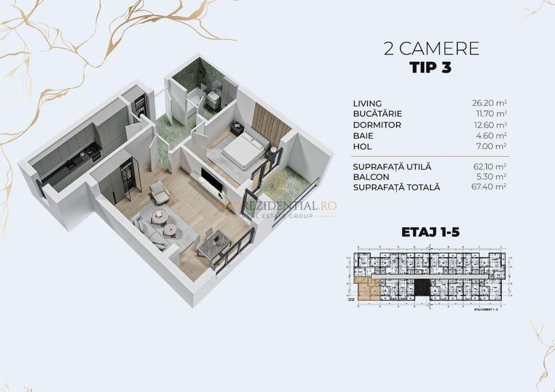 Apartament cu 2 camere si balcon, bloc nou-Biruintei, Popesti-Leordeni