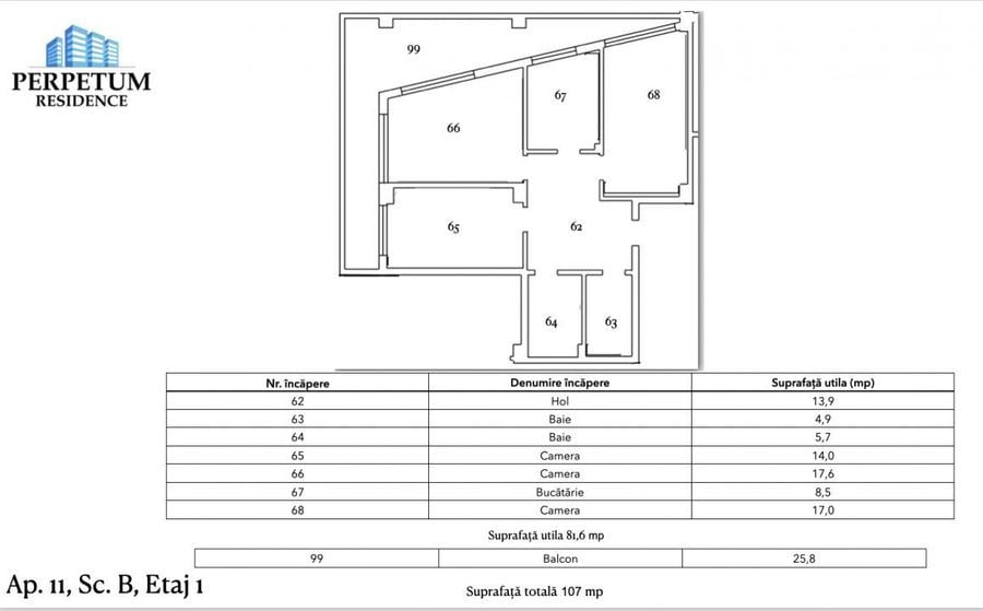 Tomis Nord - Vanzare apartament decomandat cu 3 camere, bloc nou.