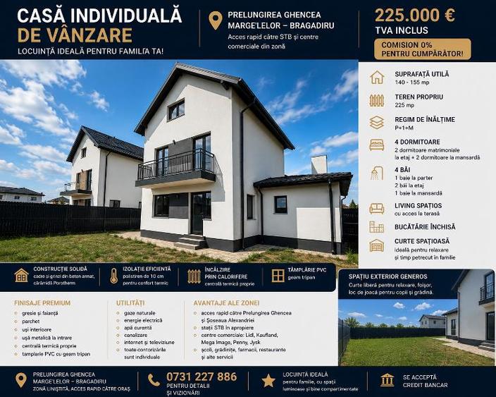 Vanzare - Casa Individuala – Garaj – Prelungirea Ghencea – Margelelor – Braga
