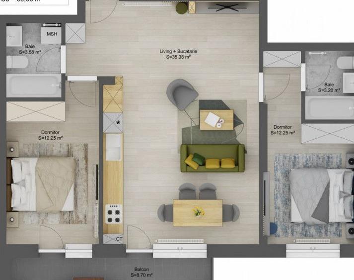 Apartament 3 cam nou et. intermediar, zona D-na Stanca, 0% Comision