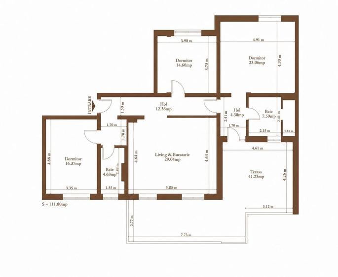 Apartament 4 Cam, 2 bai, terasa 40mp -Bloc Nou- Zona Plopi-Comision 0% - 21