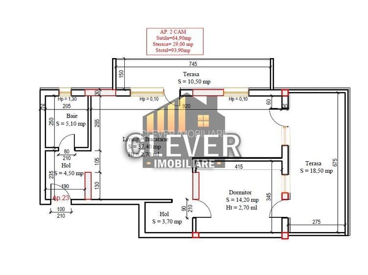 Apartament 2 Camere | 94 mp Total | 2 Terase | 12 Min Metrou