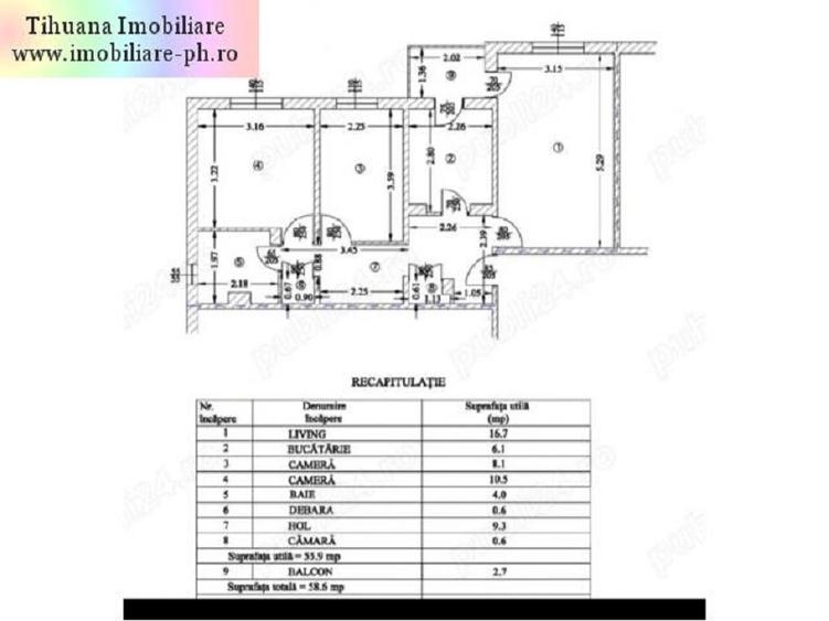 Apartament 3 camere de vanzare : 9 Mai-(Frasinet)