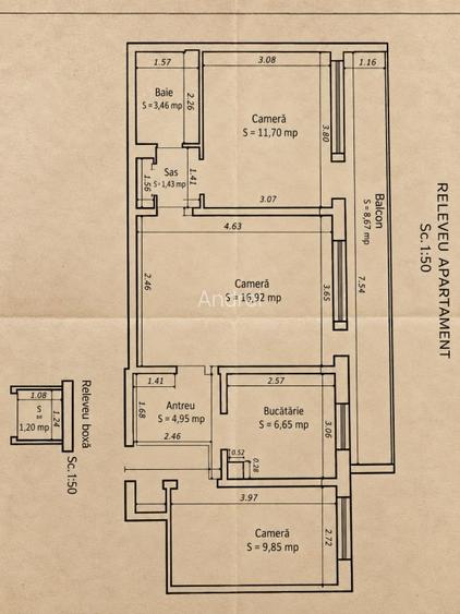3 camere decomandat + balcon + boxa+ garaj intabulat 17,34 mp | Etaj 1 | Vizavi  - 6