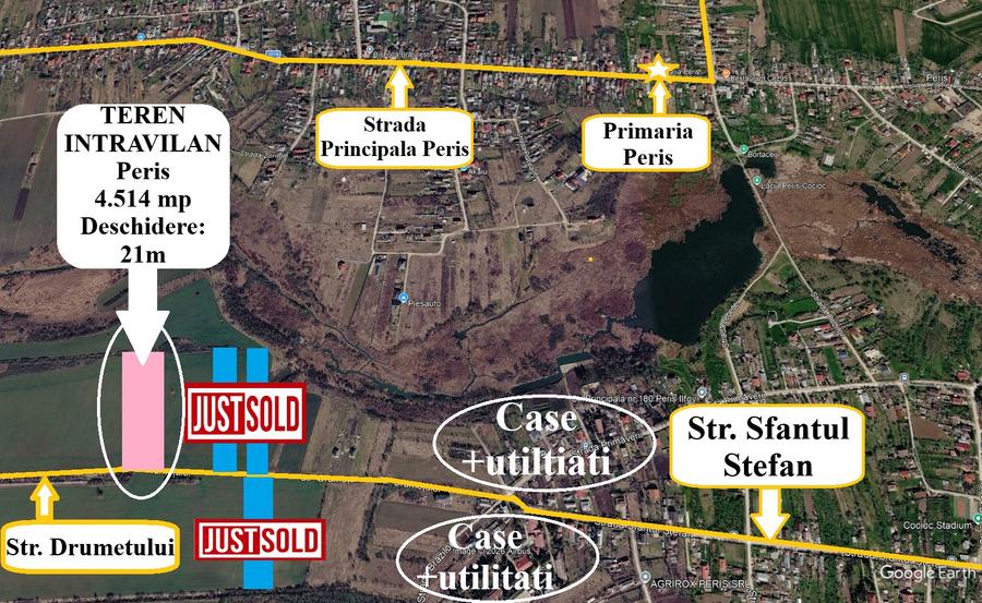 Proprietar, vând teren intravilan în Periș – 4.514 mp