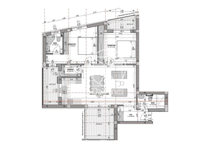 Ap. 3 camere la cheie cu aer conditionat, 2 bai, terasa 18.09 mp