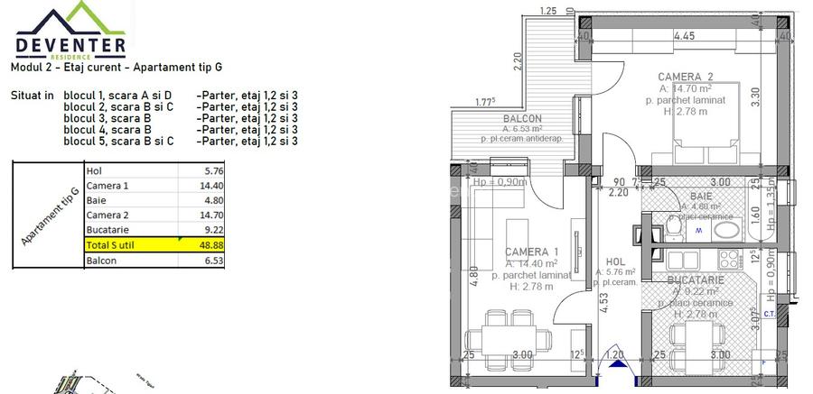 Apartament 2 camere decomandat, etaj 1-2 | Bucătărie separată + TVA - 1