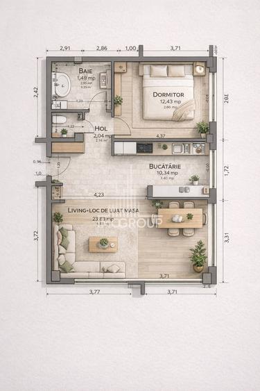 0% Apartament 2 camere |Etaj 2 | Lift |Parcare