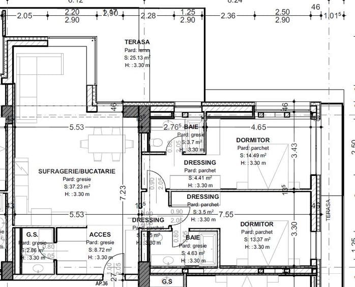 Apartament 3 camere, 93,5 mp, terasă 32,5 mp, zona centrala