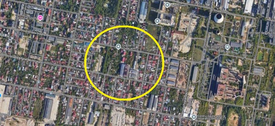 Teren intravilan, 5.356 mp, D: 55 m. zona Progresul, 250 EUR / mp, comision 0%