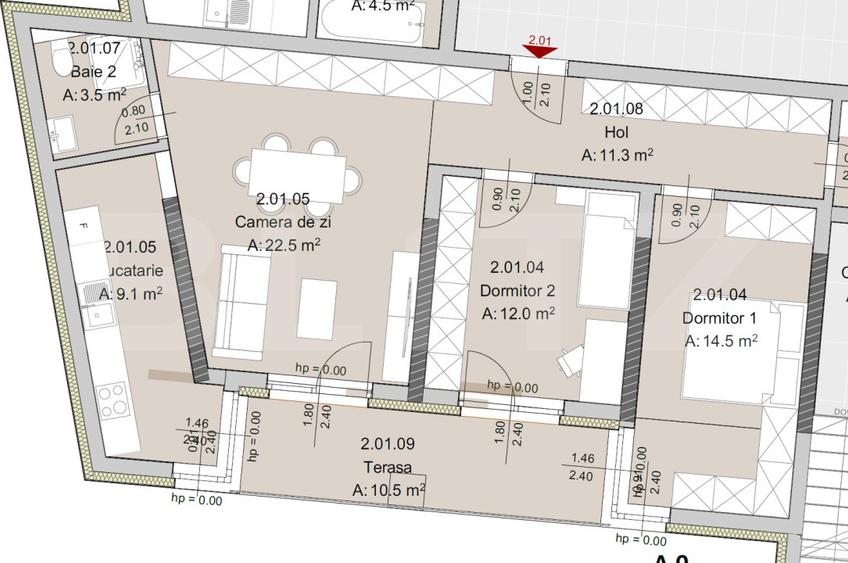 Apartament 3 camere, 2 bai, 80 mp, constructie noua, zona The Office