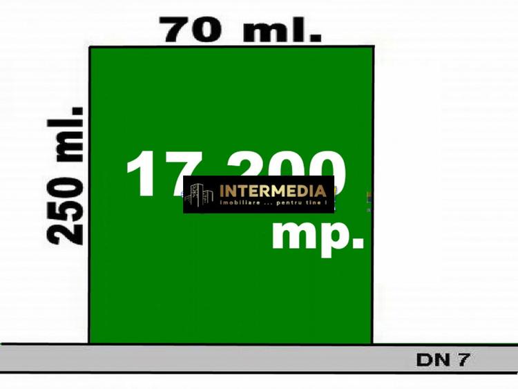 OKAZIE ! Teren 17200 mp. deschidere 72 ml la DN 7 Vintu de Jos langa Lutsch 2000