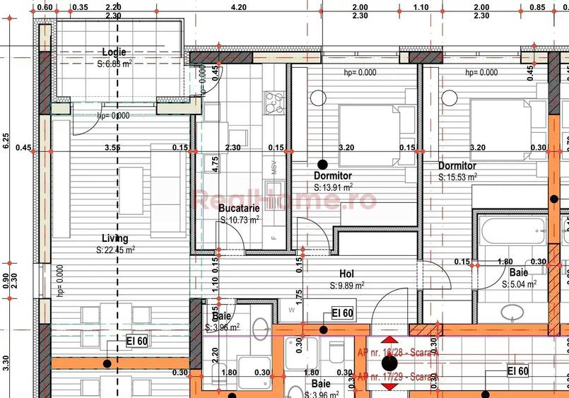 Apartament 3 camere cu 2 bai Bloc nou 13 min Metrou 1 Decembrie 1918