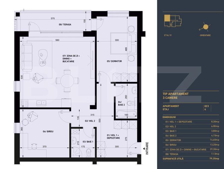 Apartament cu 3 camere si 2 bai, Smart Home, 80 mp - Complex Rezidential Nou