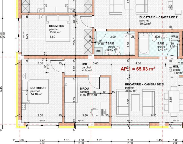 Apartament 3 camere, 65mp, bloc nou, zona Giulia
