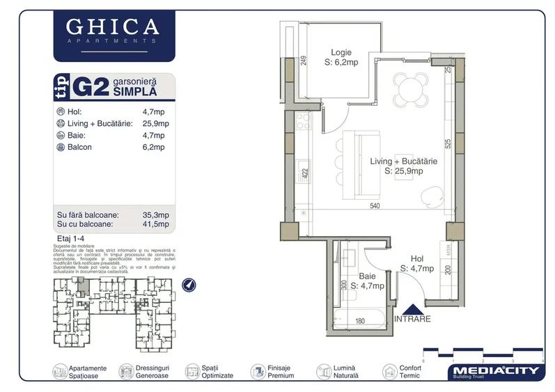 Garsonieră în ansamblu nou, Ghica Apartments - faza ll