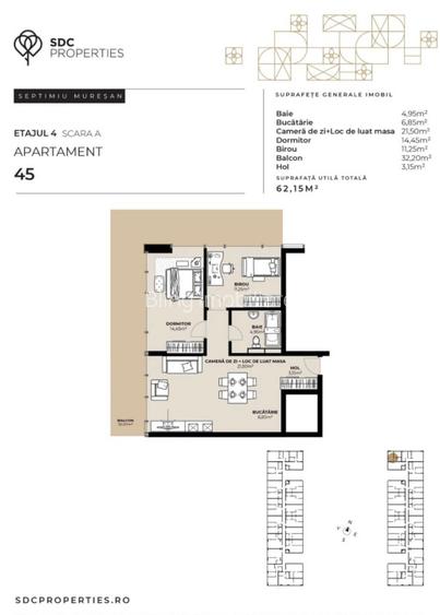 PROIECT EXCLUSIVIST! Apartament de vanzare, 62,15 mp, Complex SDC - 4