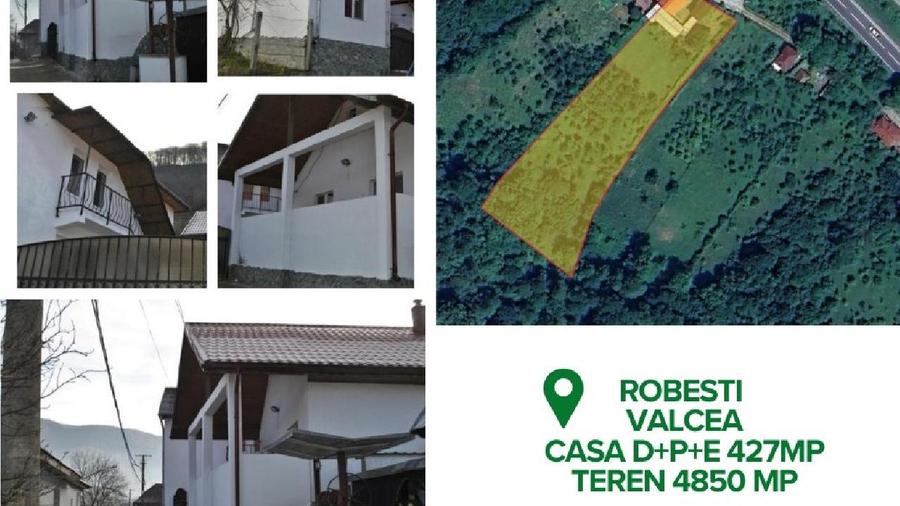 Casa D+P+E 427mp + Teren 4850 mp, Robesti - Valcea