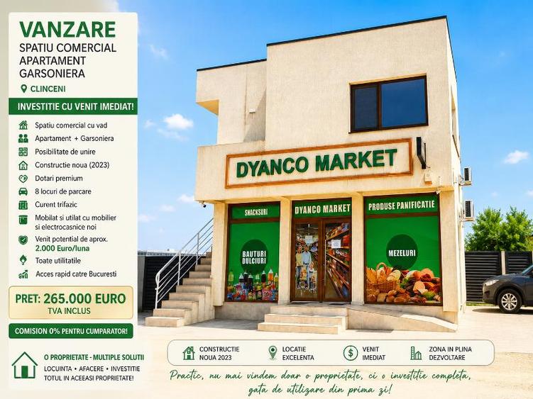Vanzare - Spatiu Comercial + Apartament + Garsoniera - Clinceni - 265000E - tva