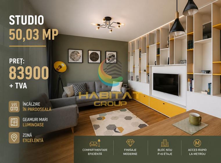 Vânzare Studio 50 mp -Metrou Berceni Popești Leordeni