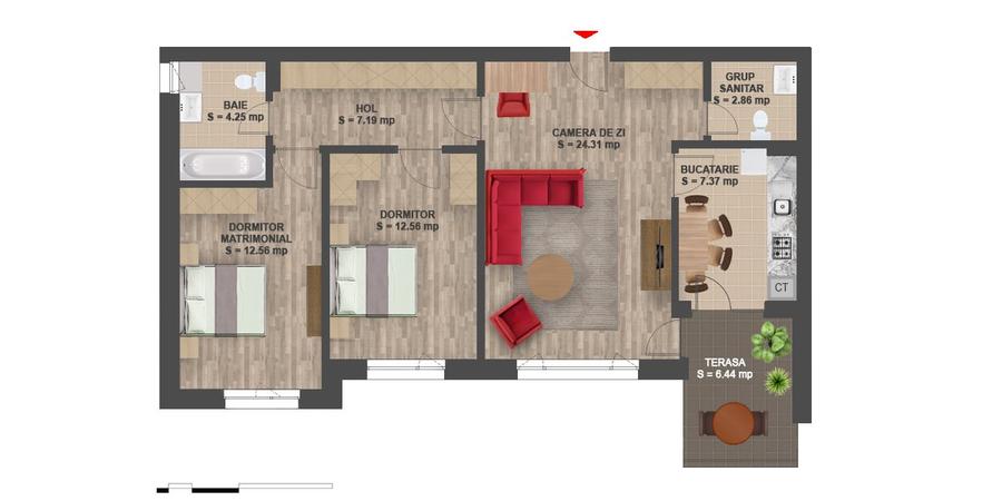 Greenfield Residence – 3 camere cu vedere la pădure Mobilat complet Parcare incl