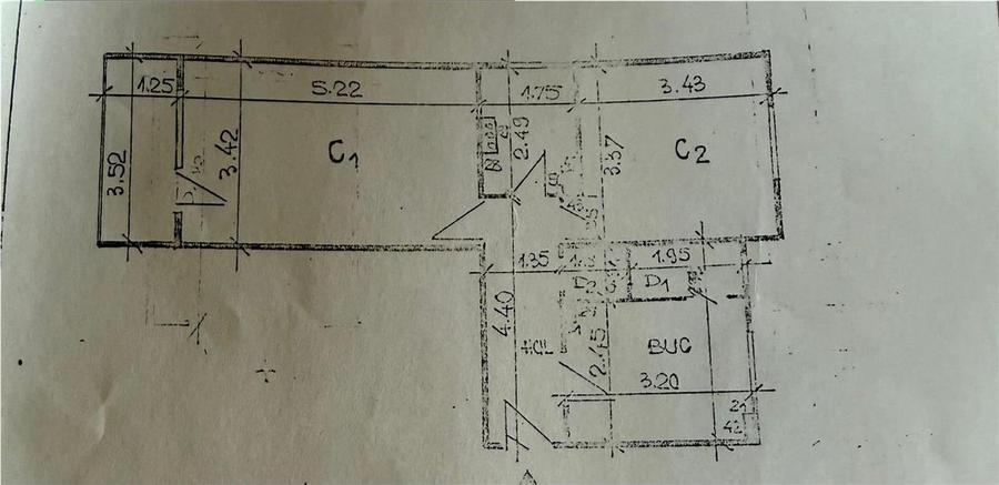 Apartament cu doua camere decomandat, etajul 1- Arcu - Gara
