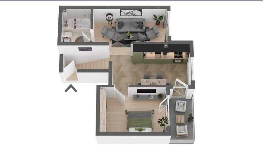 Apart. cu 2 camere, 45 mp., Apahida, 66900 EUR