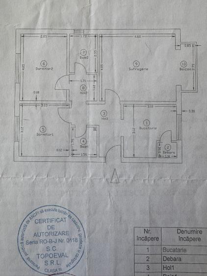 Apartament cu 3 camere, decomandat, 68 mp, mobilat si utilat + acces 100 mp