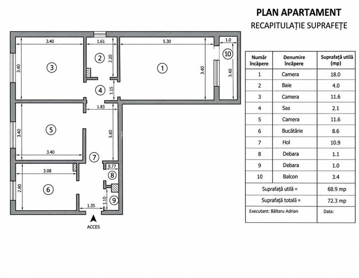 Apartament cu 3 camere decomandat in Alexandru cel Bun
