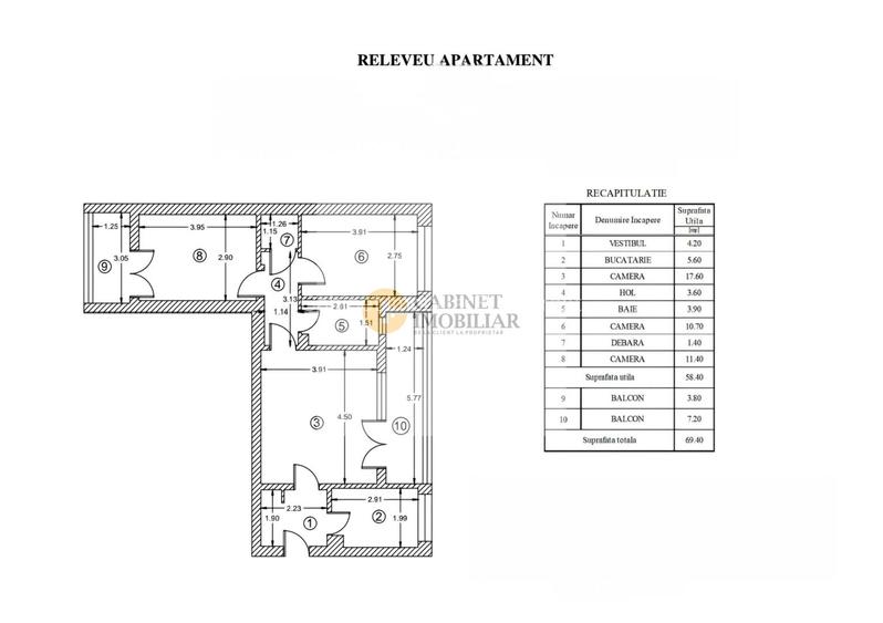 3 Camere - 70MP | Decomandat | 2 Balcoane | 1/9 | M Gorjului la 5 min - 1