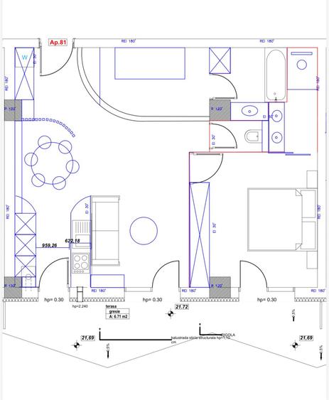 BLOC NOU zona Pta. Salajanca -Sf Ioan, D+P+6E+etaj retras, semifinisat