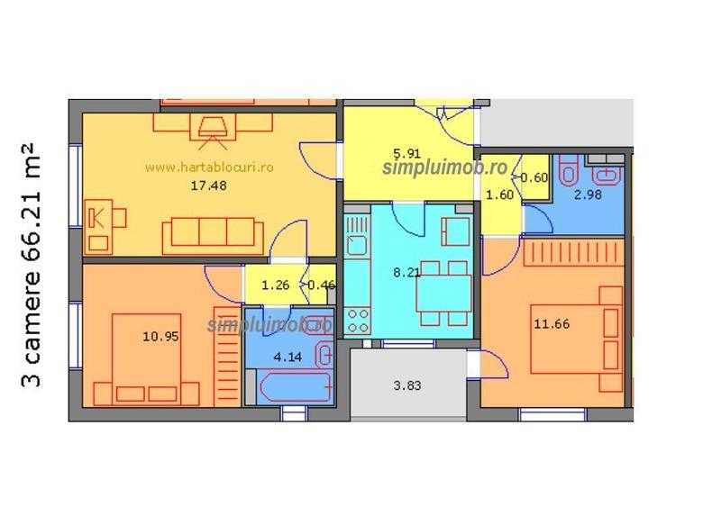 3 camere centrala 2 bai parcare 1986 Metrou Piata Sudului Sector 4