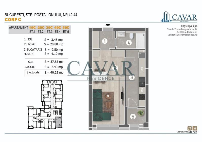 Garsoniera 40 mp Proiect Cavar Residence Finalizat
