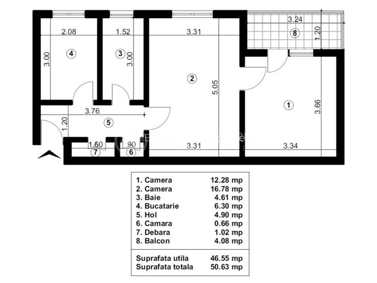 Etaj 2! Apartament 2 camere 50mp, Tudor Vladimirescu-Bucsinescu, CT - 4