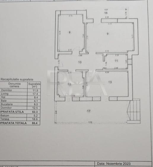 3 camere Sălăjan decomandat, centrală, an 2023, 86,4 mp