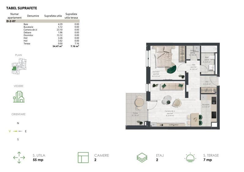 Apartament cu 2 camere, bloc nou - zona Lipovei - Comision 0% - 12