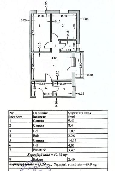 Apartament cu 3 camere, etaj 4, VASLUI zona CENTRU; - 8